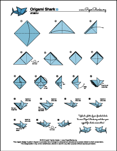 paper sharks pattern A origami shark folding diagram and instructions