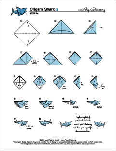 paper sharks pattern B origami shark folding diagram and instructions