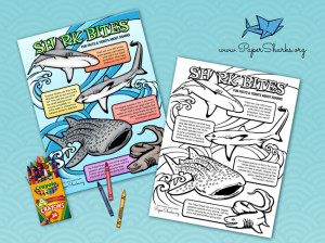 Kids coloring page with fun facts about sharks